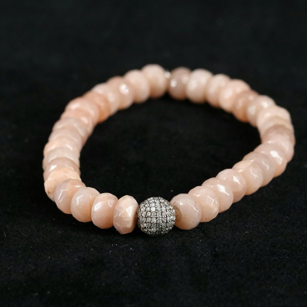 Sheryl Lowe Sunstone and Diamond Bead Bracelet